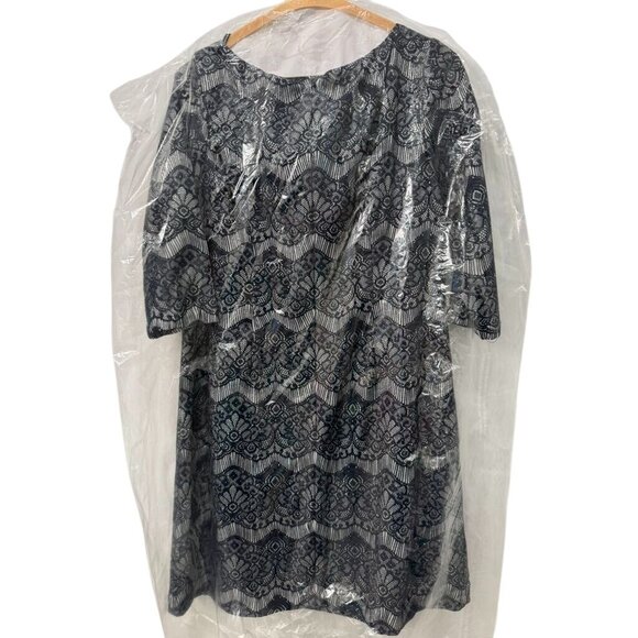 Jessica Howard 12P Navy & Silver Glitter Long Sleeve Cocktail Dress - Picture 3 of 3